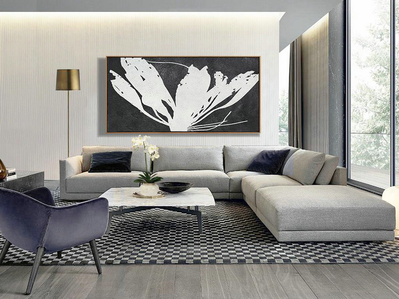 Extra Large Canvas Art,Handmade Acrylic Painting,Oversized Horizontal Minimal Art On Canvas - Modern Abstract Wall Art